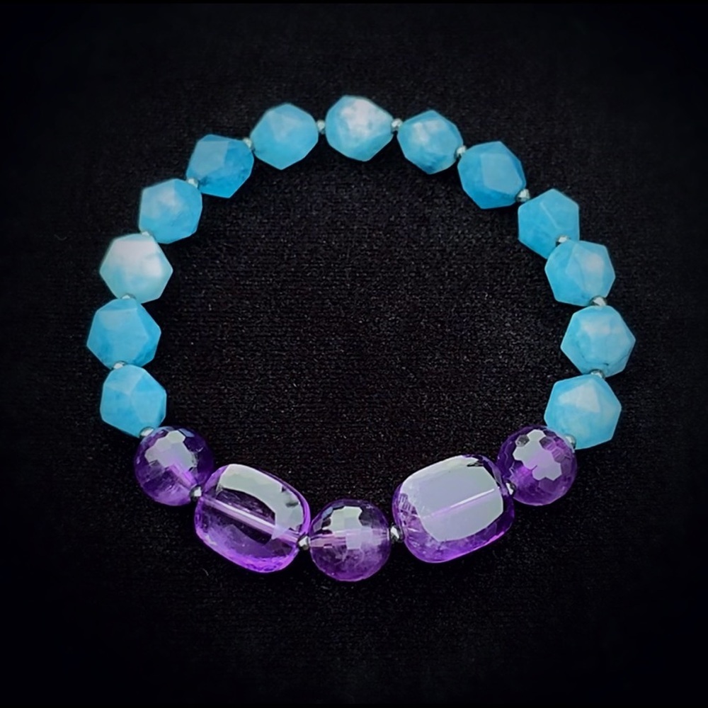 Aquamarine & Amethyst Bracelet! - Picture 4 of 6